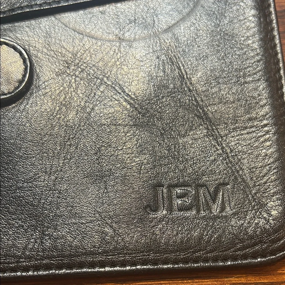Frank Clegg Smooth Tumbled Black Leather iPad Case Monogrammed JEM